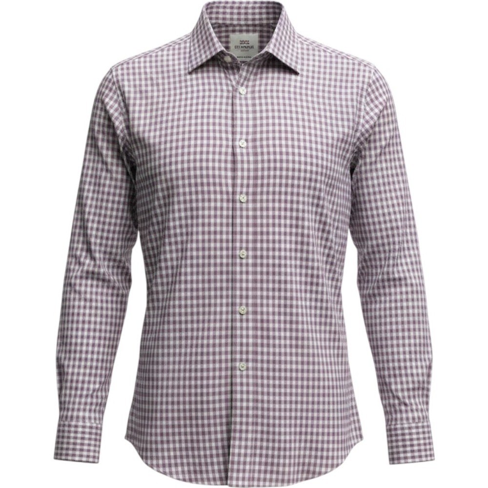 Ben Sherman Tailoring Mens 14.5 32-33 Gingham Slim Fit Cotton Dress Shirt Red